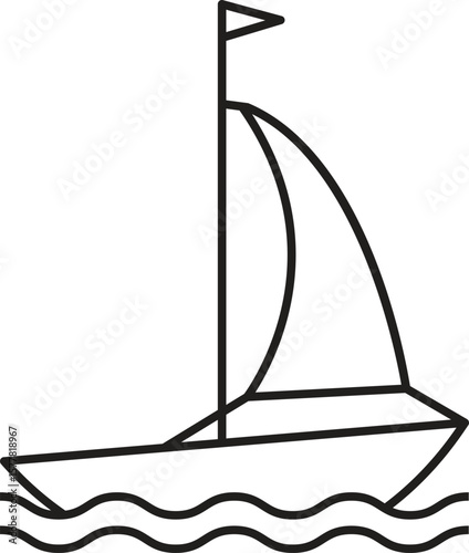 Sailboat icon representing eco-friendly sea travel, recreational boating, or marine adventure with transparent background