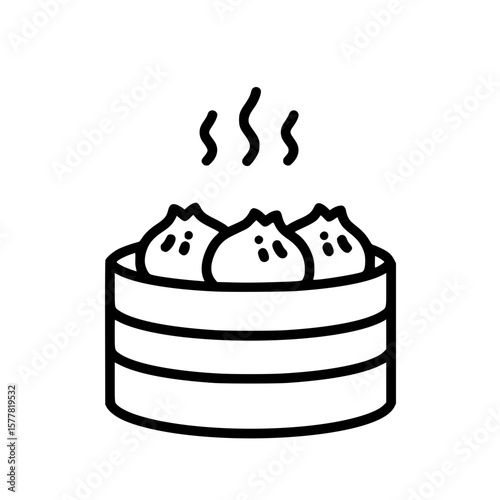 Steaming dim sum in bamboo steamer with aromatic steam rising  
