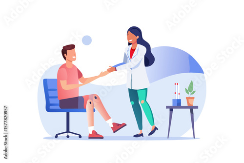 Doctor examining a patient s injured knee in a medical consultation