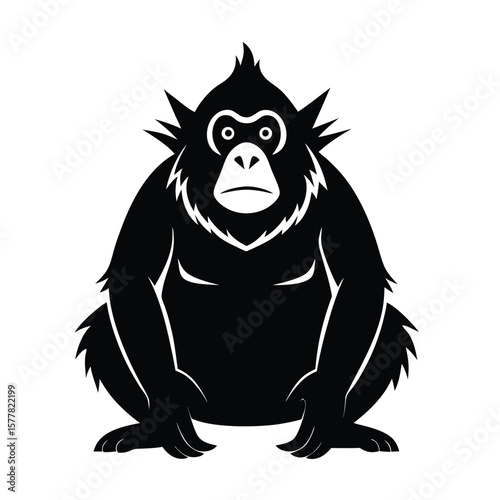 Wallpaper Mural Orangutan Sitting Black Silhouette – Primate Wildlife Vector Icon Torontodigital.ca
