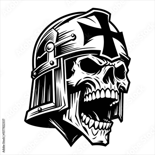 Screaming Crusader Skull with...