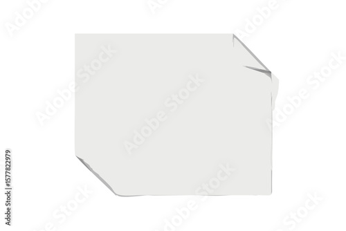 Blank white paper sheet with torn edges on a black background