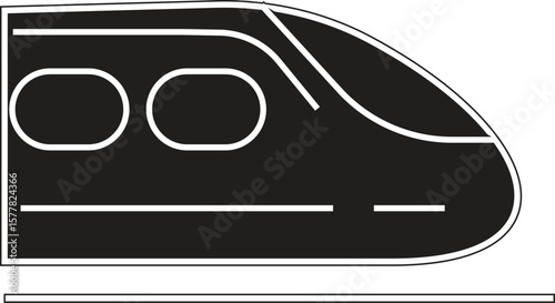 High-speed train side view icon representing bullet train, rail transport or express travel system with transparent background