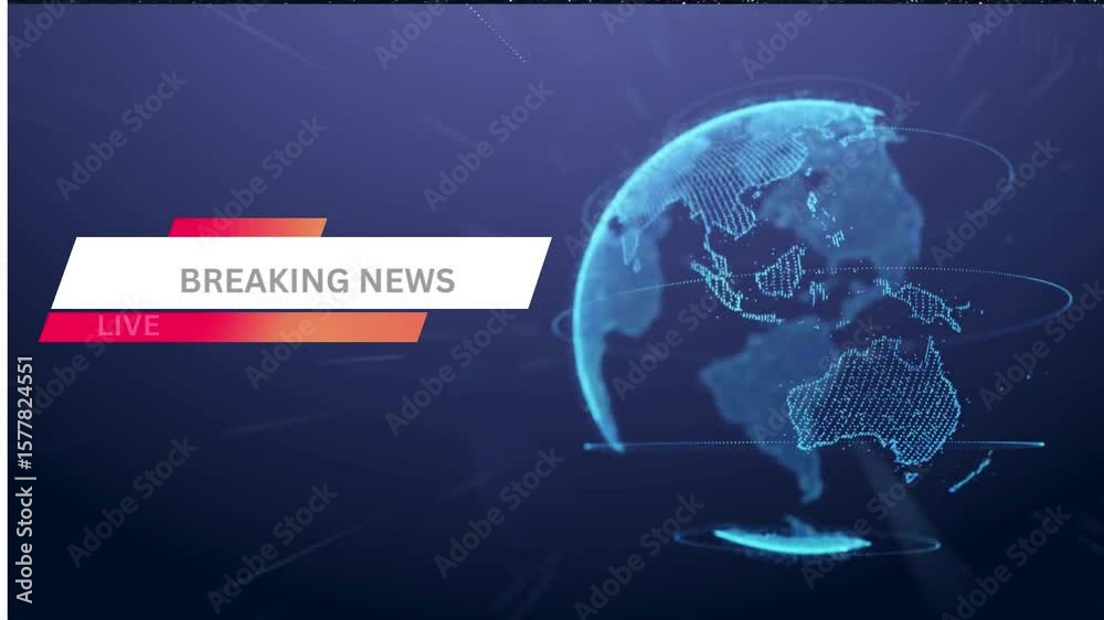 Breaking news  with digital globe and live indicator