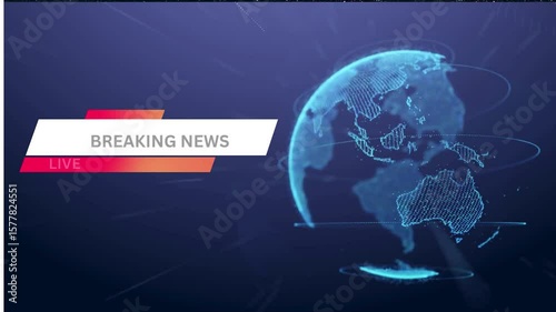 Breaking news  with digital globe and live indicator