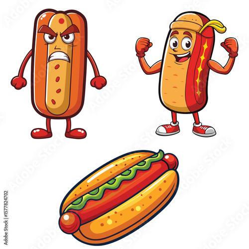 Cute hot dog vector illustration