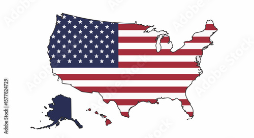 Patriotic USA Map American Flag Design Vector Illustration