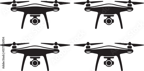 Quadcopter Drone Silhouette Vector Illustration

Top View Drone Icon Design for Technology Projects

Modern Drone Silhouette for Surveillance and Delivery Themes

Black Drone Vector with Camera for Ph