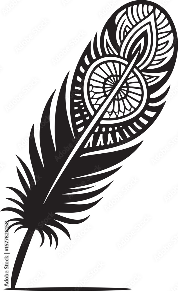 Obraz premium Tribal Feather SVG Stencil for Laser Cutting