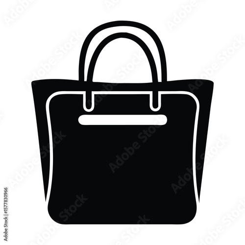 Black tote bag with white trim and handles handbag accessory