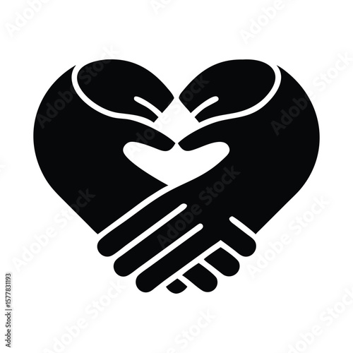 Interlocking hands forming a heart shape love connection