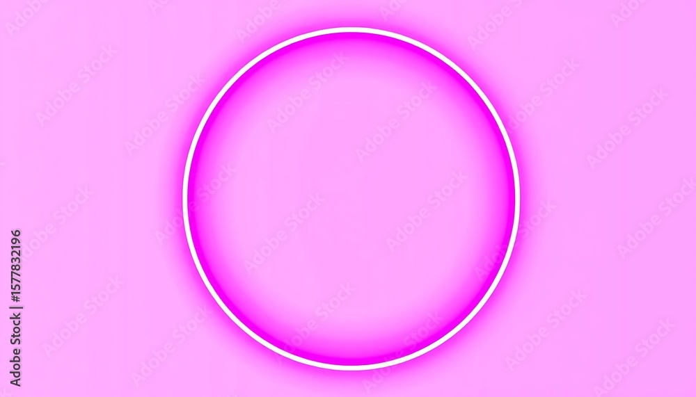Obraz premium A vibrant pink background features a glowing neon circle, creating a modern and stylish design.
