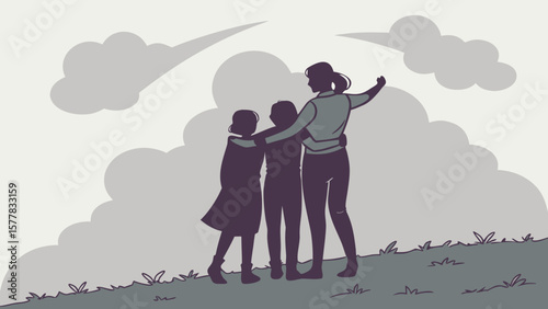 Collection of family silhouettes Sheet/Icon Set Vector illustration. AI GENERATED.