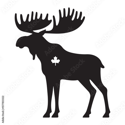 Minimalist Black Moose Silhouette Isolated