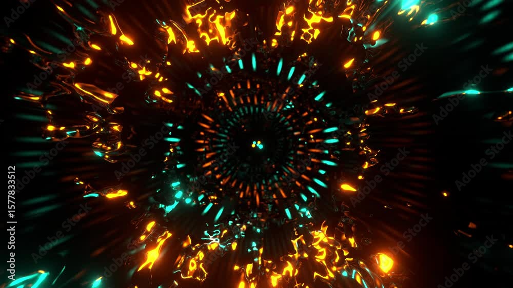 3d motion loop of tunnel epic abstract colorful futuristic spiral tunnel animation, 4K resolution, vj dj music endless loop background