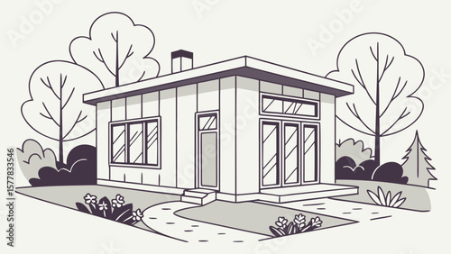 Family house flat tiny modern Sheet/Icon Set Vector illustration. AI GENERATED.