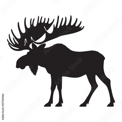 Minimalist Black Moose Silhouette Isolated