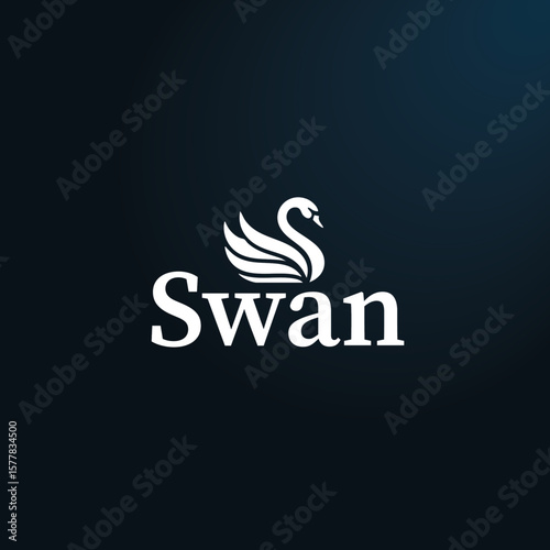 Abstract vector logo design of a swan, Swan vector logo.