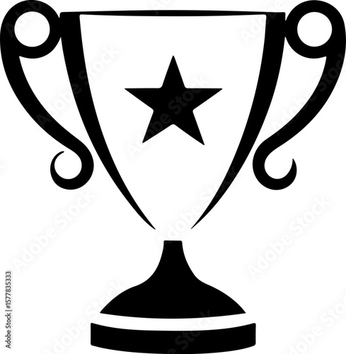 Image is a vector illustration featuring four distinct trophy designs, each in a black silhouette style. The layout is a 2x2 grid, with each trophy occupying one quadrant. The top left trophy has a cl