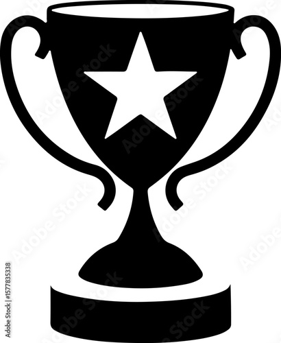Image is a vector illustration featuring four distinct trophy designs, each in a black silhouette style. The layout is a 2x2 grid, with each trophy occupying one quadrant. The top left trophy has a cl