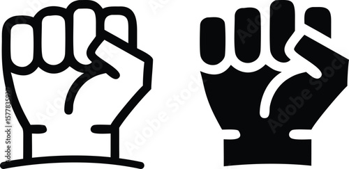 Raised Fist Icon Black and White Vector Symbol of Power and Protest