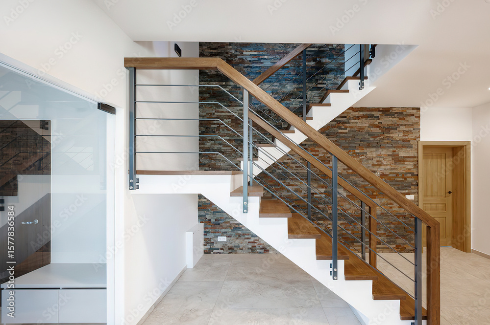 Fototapeta premium spiral staircase in a modern villa interior