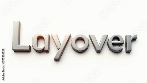 Layover text render against a plain background, flight travel