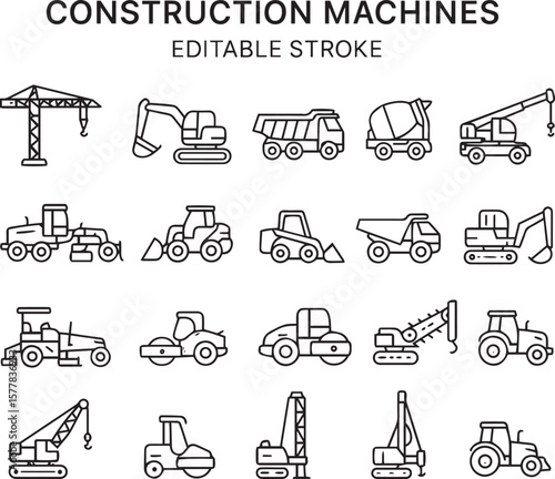 vector illustration of construction machines