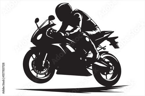 "Silhouette of Motorcyclist on Sport Bike in Motion"