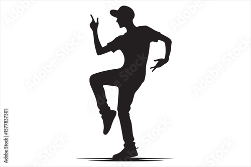 "Cool Hip Hop Dancer Silhouette Vector – Street Dance Illustration in Motion"

