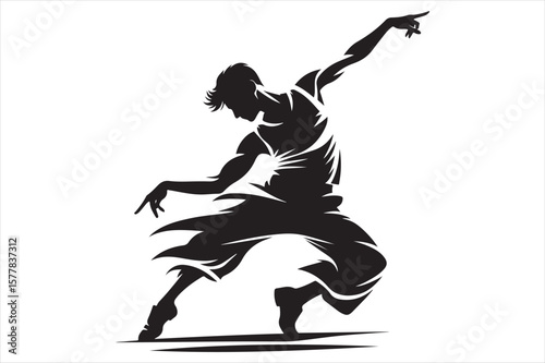 "Modern Street Dance Silhouette Vector – Expressive Urban Dancer Artwork"


