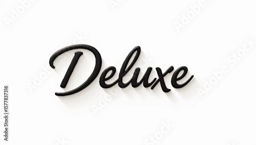Deluxe lettering presented in high contrast against plain background
