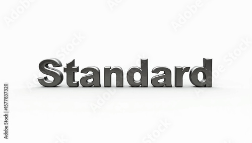 Metallic three dimensional letters spelling the word Standard