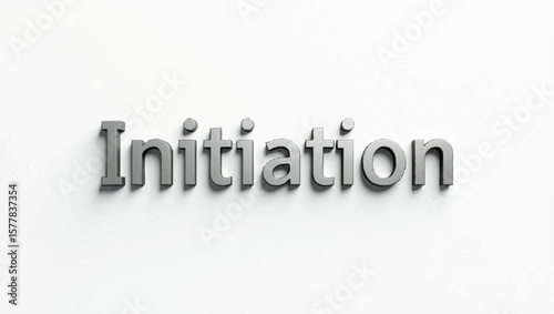 Initiation text on white background with shadows showing volume