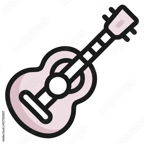 Acoustic guitar drawing showcasing musical instrument. Acoustic guitar drawing with smooth lines offers artistic expression and design elements.