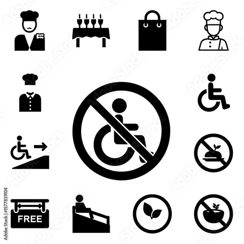 Various black and white symbolic signs and pictograms collection