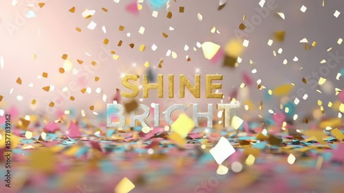 Shine bright motivational glitter background with confetti celebration and inspiration.  Best for Social Media and gaming videos.