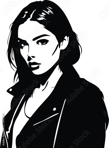 A stylish woman in a leather jacket