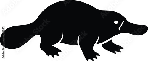 Silhouette platypus animal adorable aquatic Australian animal Vector illustration