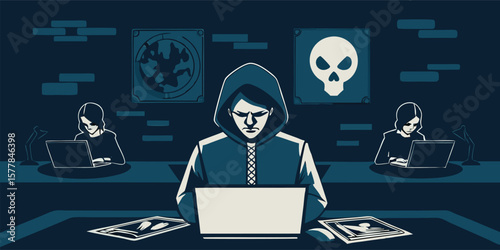 Hackers working on laptops technology tech