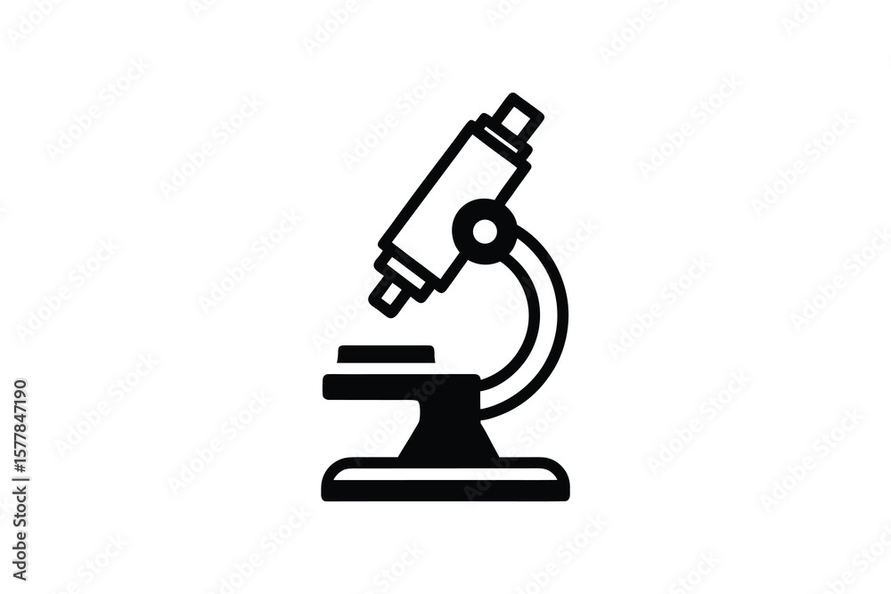 Microscope Icon for Science and Research in Black Silhouette Microscope Icon for Science and Research in Black Silhouette