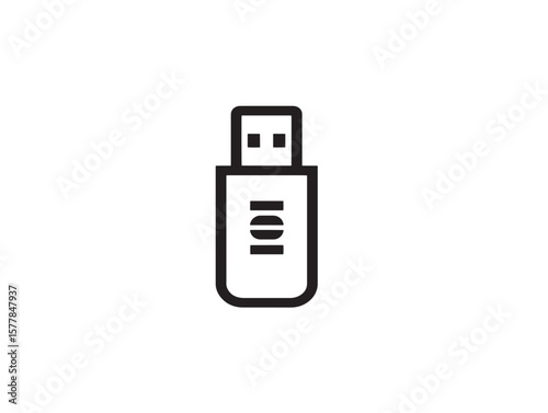 Minimalist Clean Line Art USB Icon Design