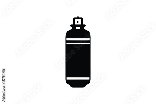 Simple Compressed Gas Cylinder Icon in Black Silhouette