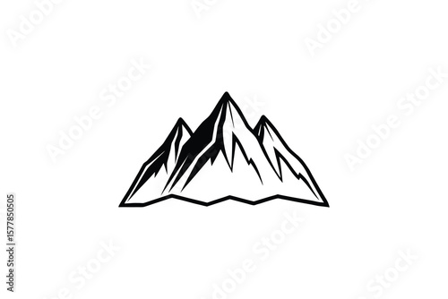Mountain Range Peaks Vector Illustration in Black and White Silhouette