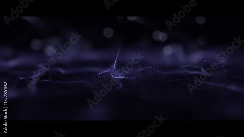 A minimal, dark tech background featuring fine, moving particle fields forming organic web structures. Occasional spark-like data transfers connect distant points, with a shallow focus depth.