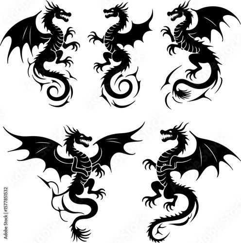Dark Fantasy Tattoo Art Collection – Skulls, Dragons, Hearts & Mythical Creatures lion vector

