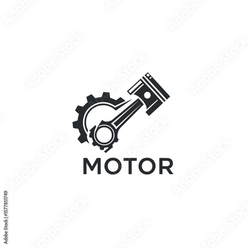 Simple Motor Gear and Piston Logo Design