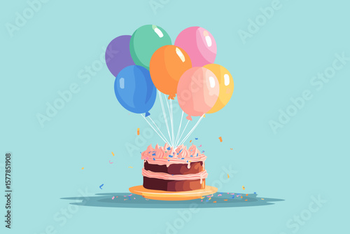 birthday cake with balloons