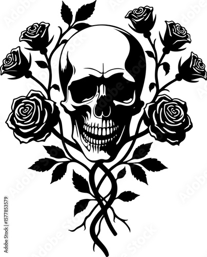 Dark Fantasy Tattoo Art Collection – Skulls, Dragons, Hearts & Mythical Creatures vector

