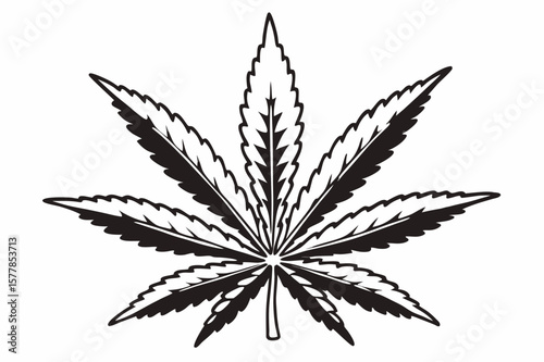 Cannabis leaf icon on white background.